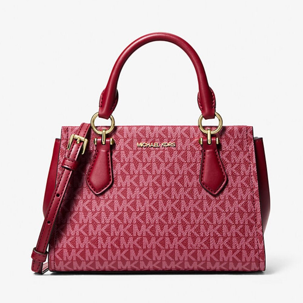 New Michael Kors Marilyn Small Signature Logo Messenger Bag Cherry Multi